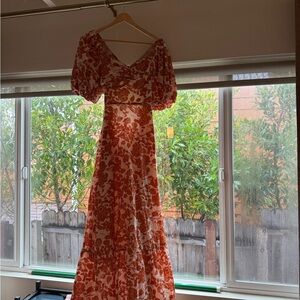 English Factory Burnt Orange and White Floral Dress